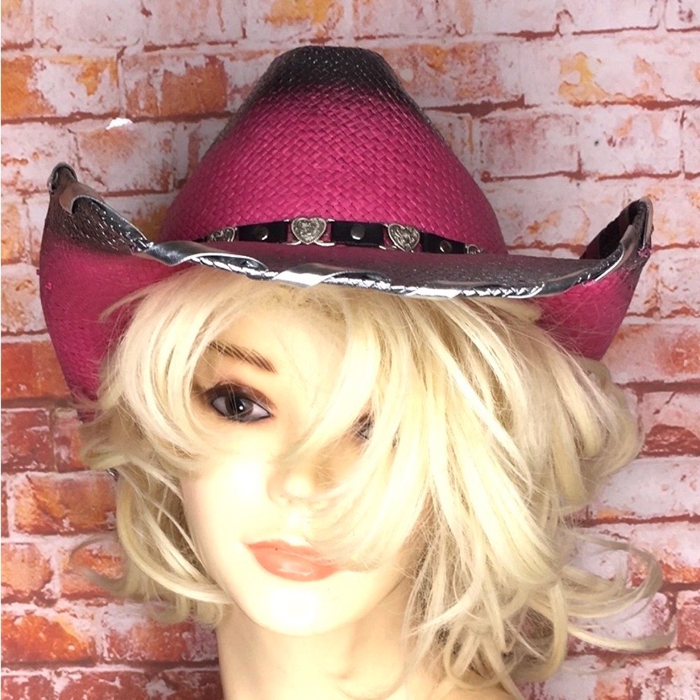Leon Leather Co. Hot Pink and Silver Ombre The Desperado Collection Cowboy Hat